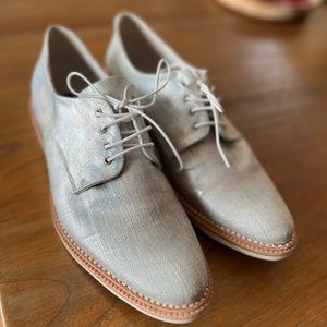 Miista Silver Metallic Oxford Shoes